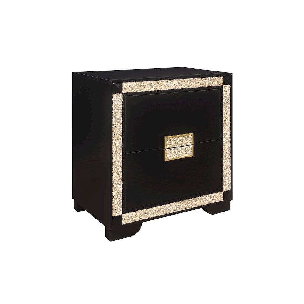 Alt View 1. Global Furniture USA - Traditional Glam Blake Black/Gold Nightstand, Black,Gold - Black.