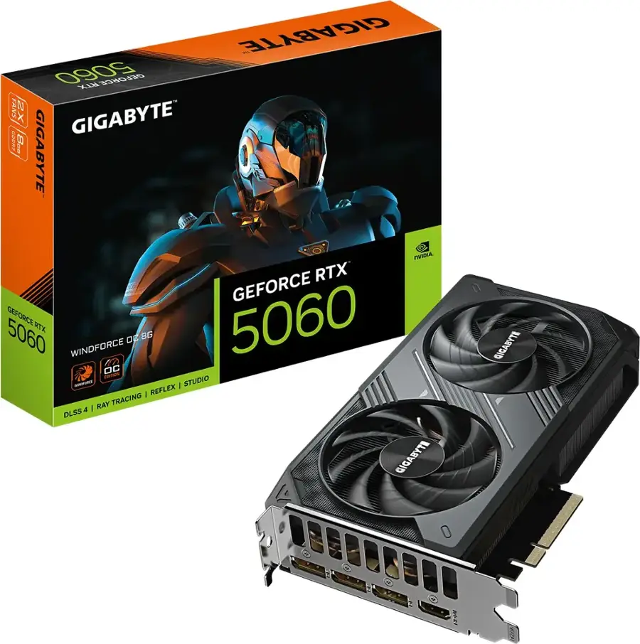 GIGABYTE GeForce RTX 5060 WINDFORCE OC 8G Graphics Card, 8GB 128 GIGABYTE GeForce RTX 5060 WINDFORCE OC 8G Graphics Card, 8GB 128