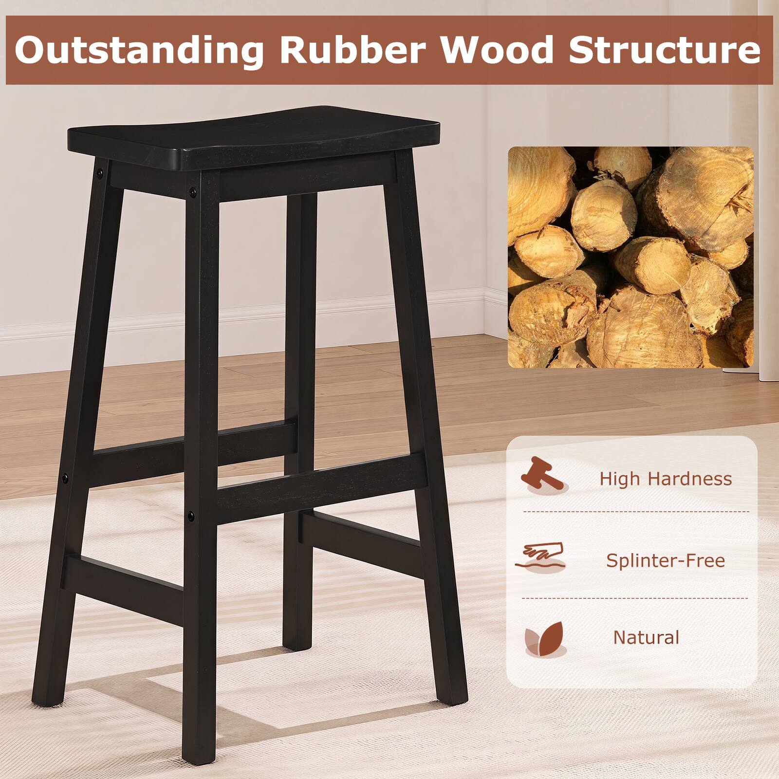 Outstanding Rubber Wood Structure

High Hardness
Splinter-Free
Natural