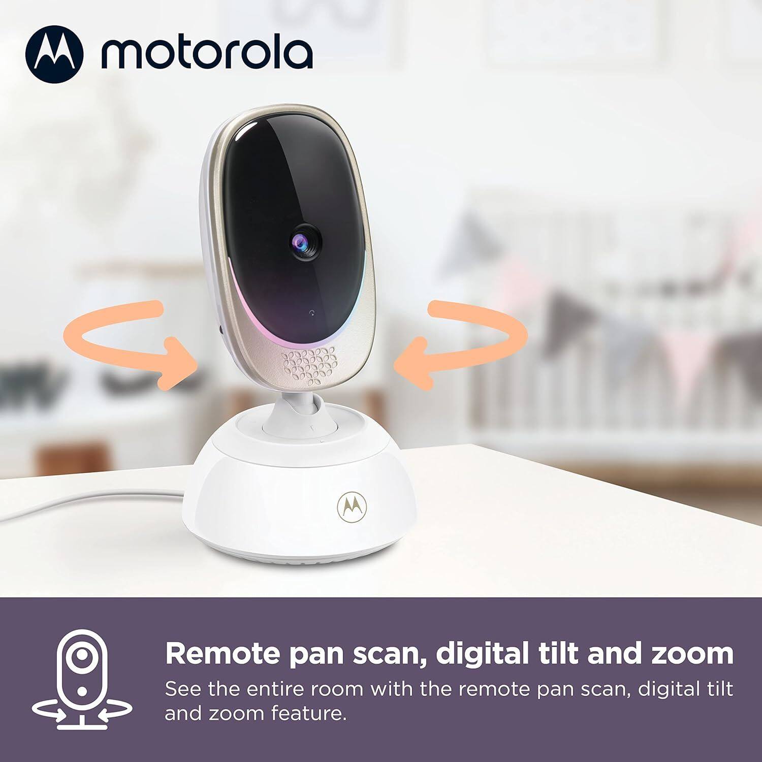 Motorola

Remote pan scan, digital tilt and zoom  
See the entire room with the remote pan scan, digital tilt and zoom feature.