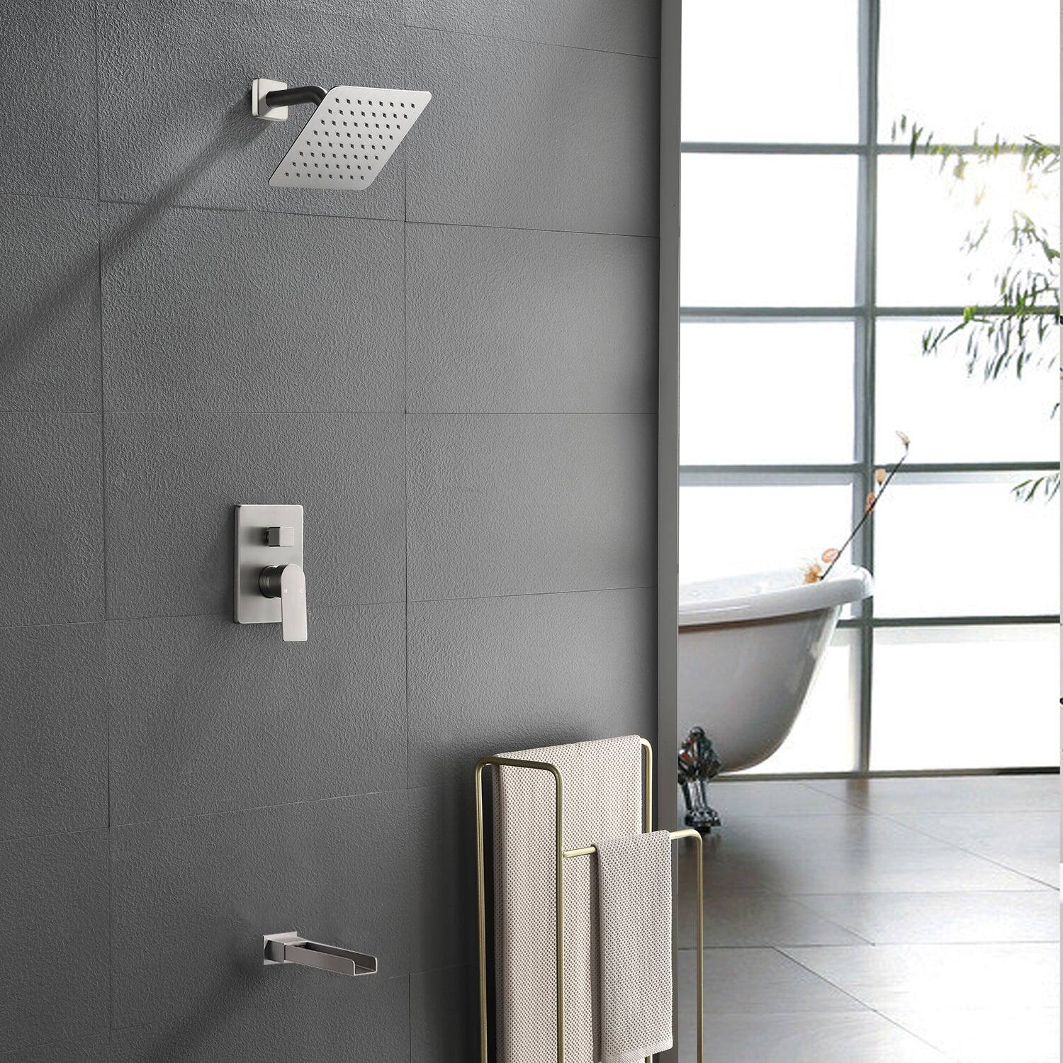 Alt View 4. Boyel Living - Brushed Shower Set 8 Inch SUS304 Top Spray Waterfall Spout Dual Water Outlet - Brushed Nickel.