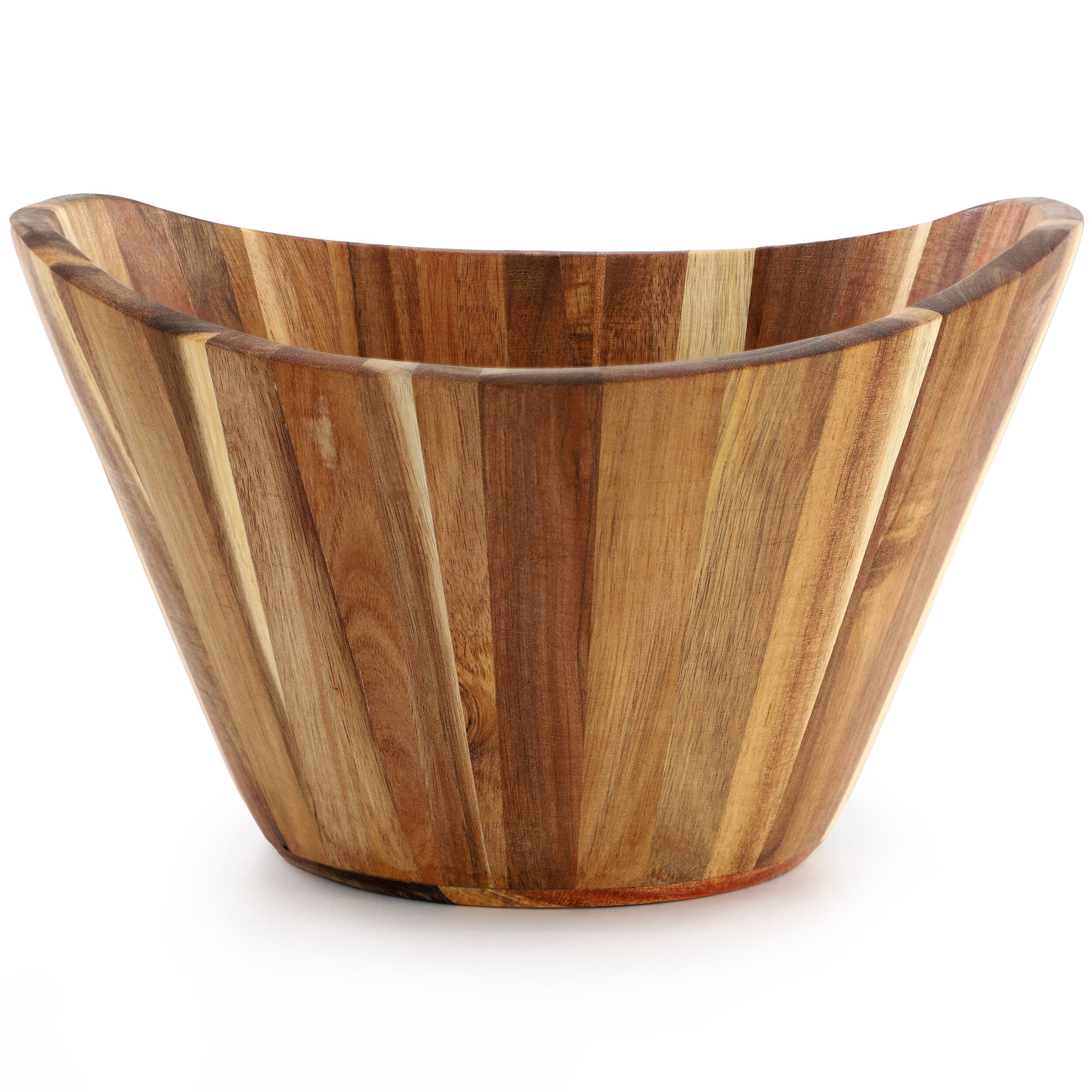 Alt View 1. MegaChef - MegaChef Large Acacia Wood Salad Bowl with Serving Utensils - Brown.