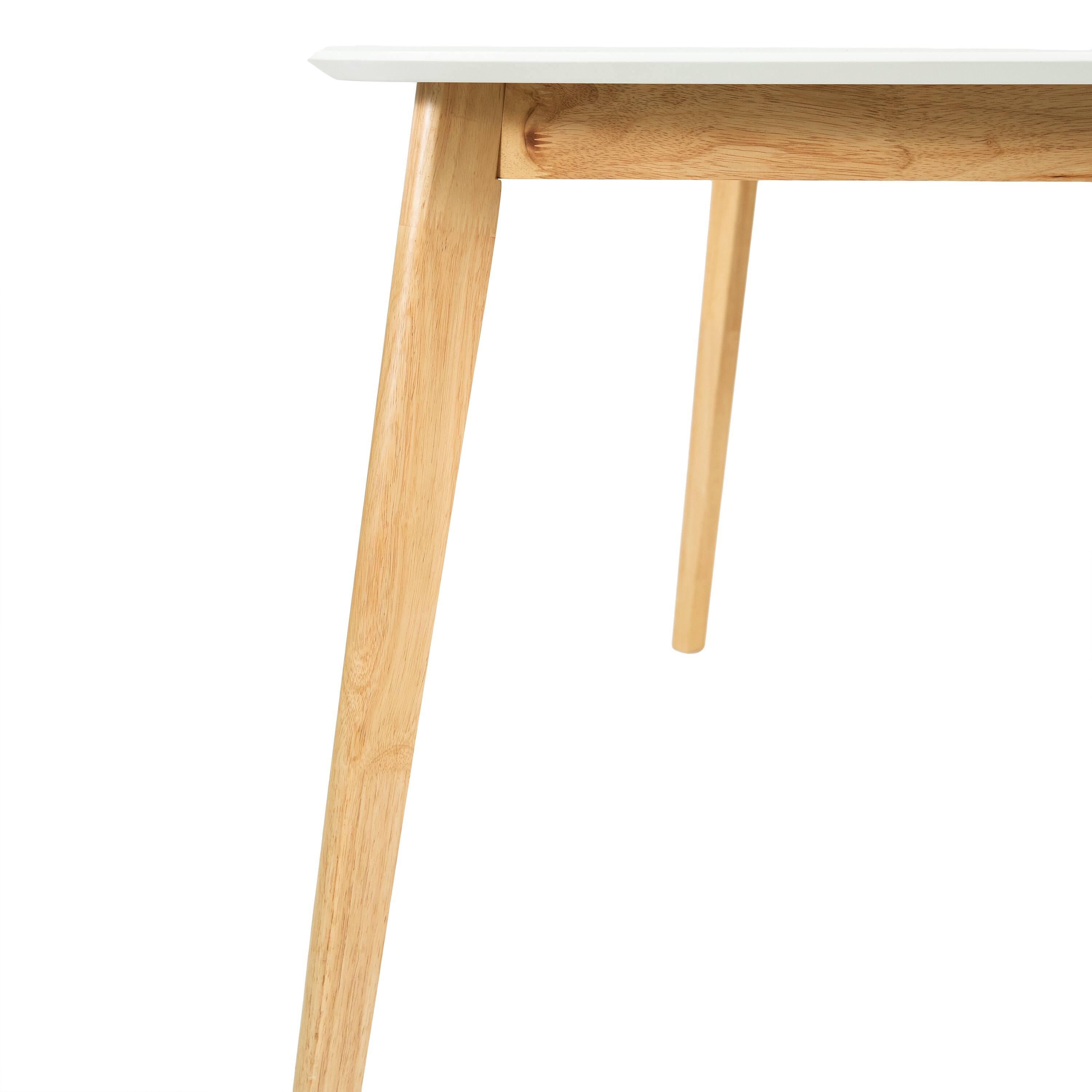 Alt View 6. Tiramisubest - Mid-Century Modern Dining Table with Splayed Rubberwood Legs & Faux Wood Tabletop - White Oak.