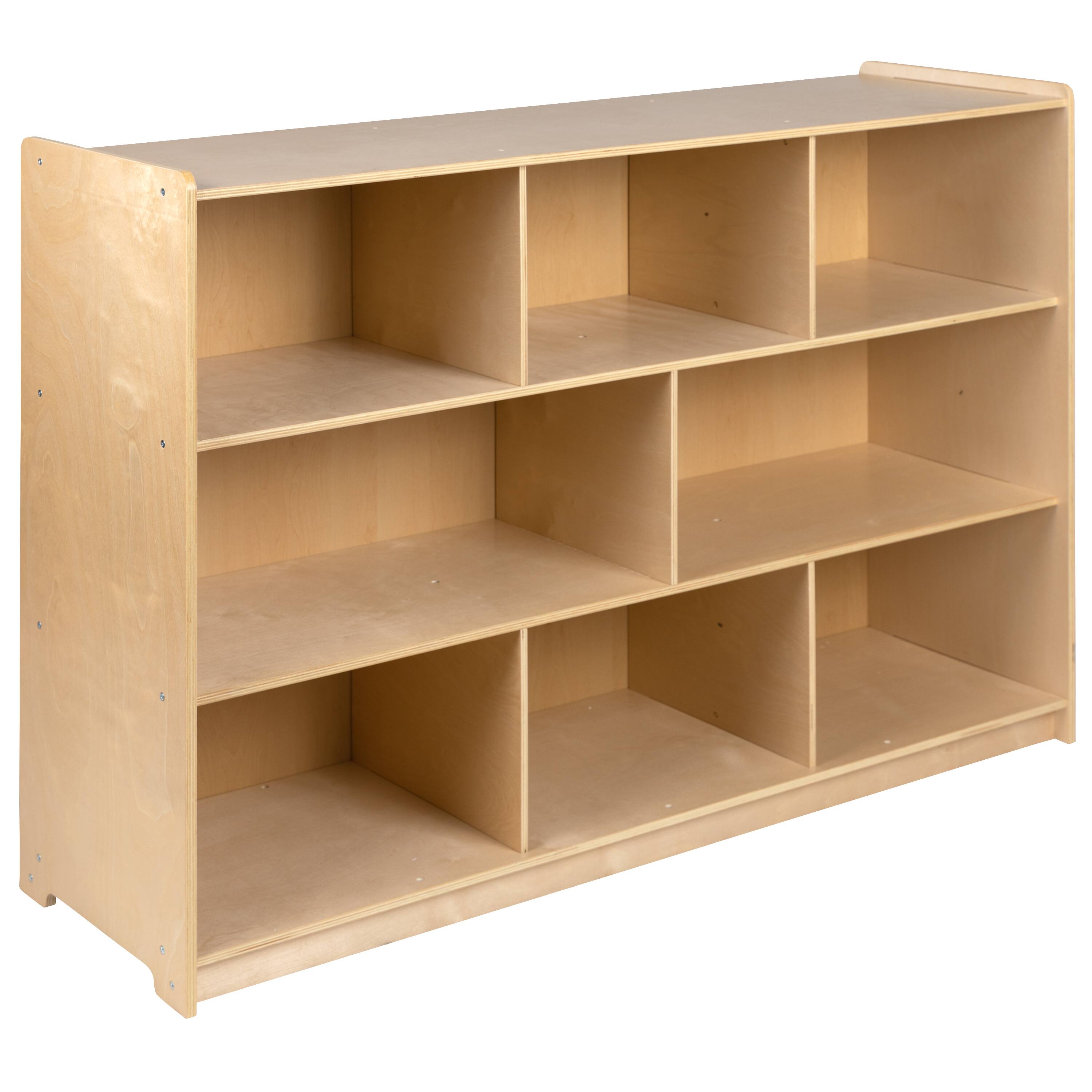 Front. Emma + Oliver - Wooden School Classroom Storage Cabinet/Cubby for Commercial or Home Use - Natural.