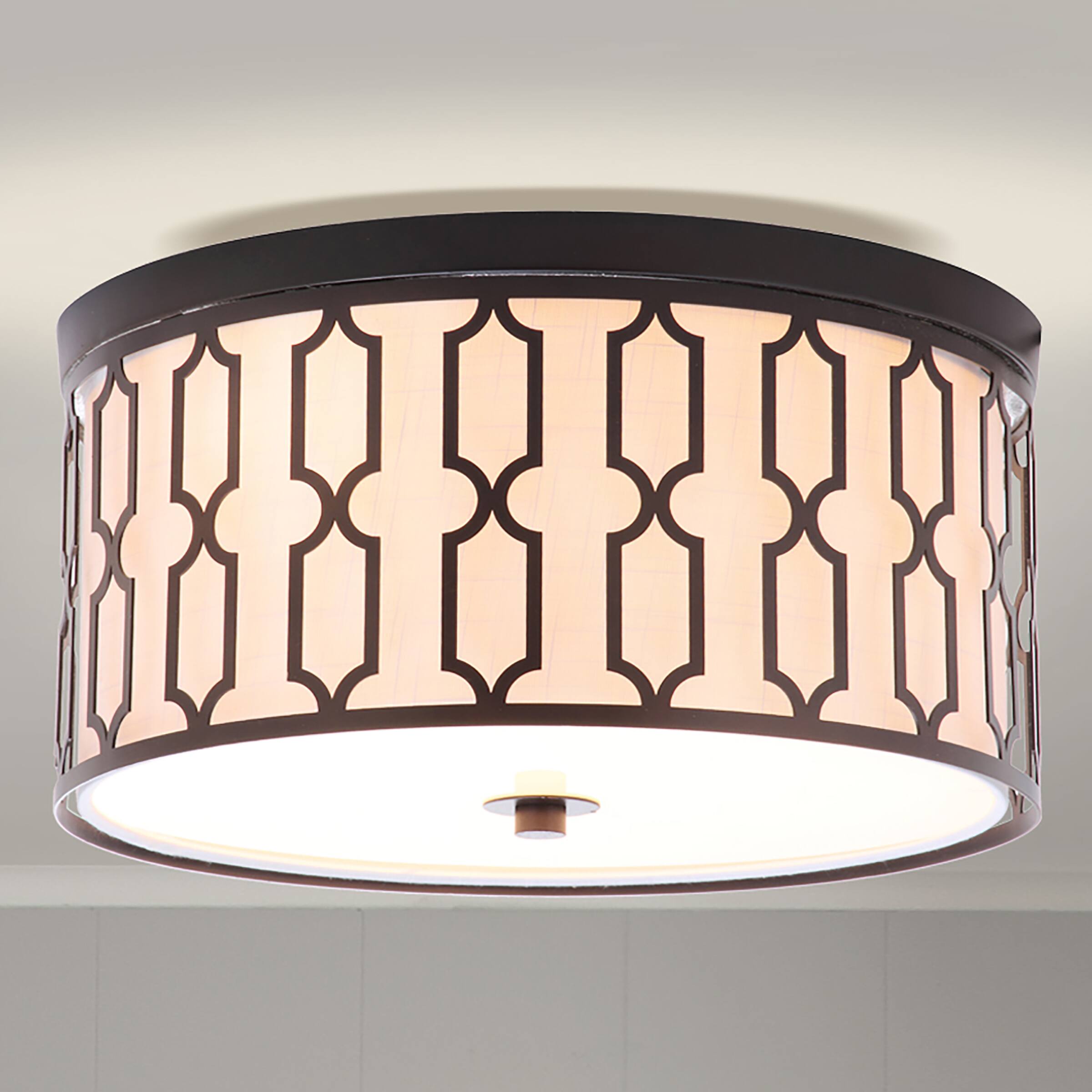 Alt View 1. Jonathan Y - Link 3-Light 16.75" Metal LED Flush Mount, Oil Rubbed Bronze - Oil Rubbed Bronze.