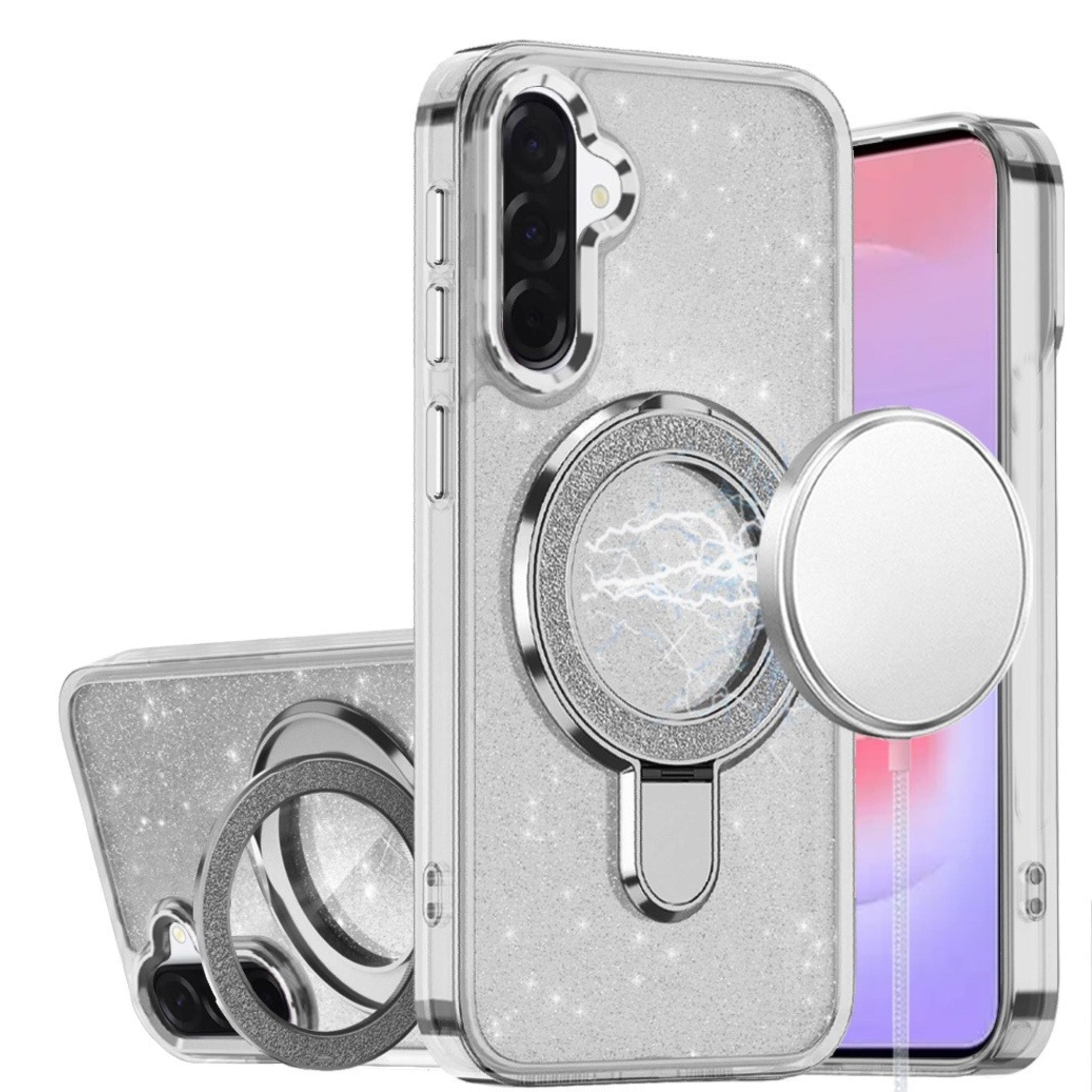 Kitcheniva - Dazzling Translucent Full Glitter Magnetic Circle Case With Tempered Glass For Samsung Galaxy A37 - Clear price history on PriceWatchPro