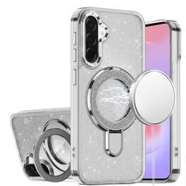 Kitcheniva - Dazzling Translucent Full Glitter Magnetic Circle Case With Tempered Glass For Samsung Galaxy A37 - Clear