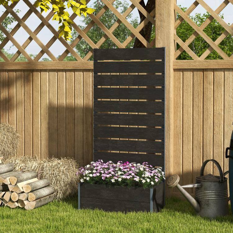 Alt View 2. PULUZ - Trellis Planter for Climbing Plants, Raised Garden Bed with Trellis, Planter Box for Outdoor - Black.