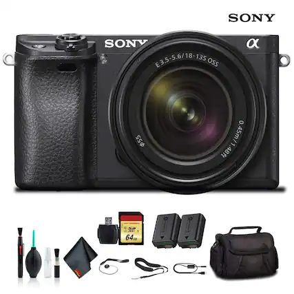 SONY
α
E 3.5-5.6/18-135 OSS
0.45m/1.48ft
55
14 hours
SONY
E 3.5-5.6/18-135 OSS
0.45m/1.48ft
55
14 hours
SONY
64GB SDXC I
R5S-WQMD1
SONY
NP-FW50 Battery
SONY
Carry Case