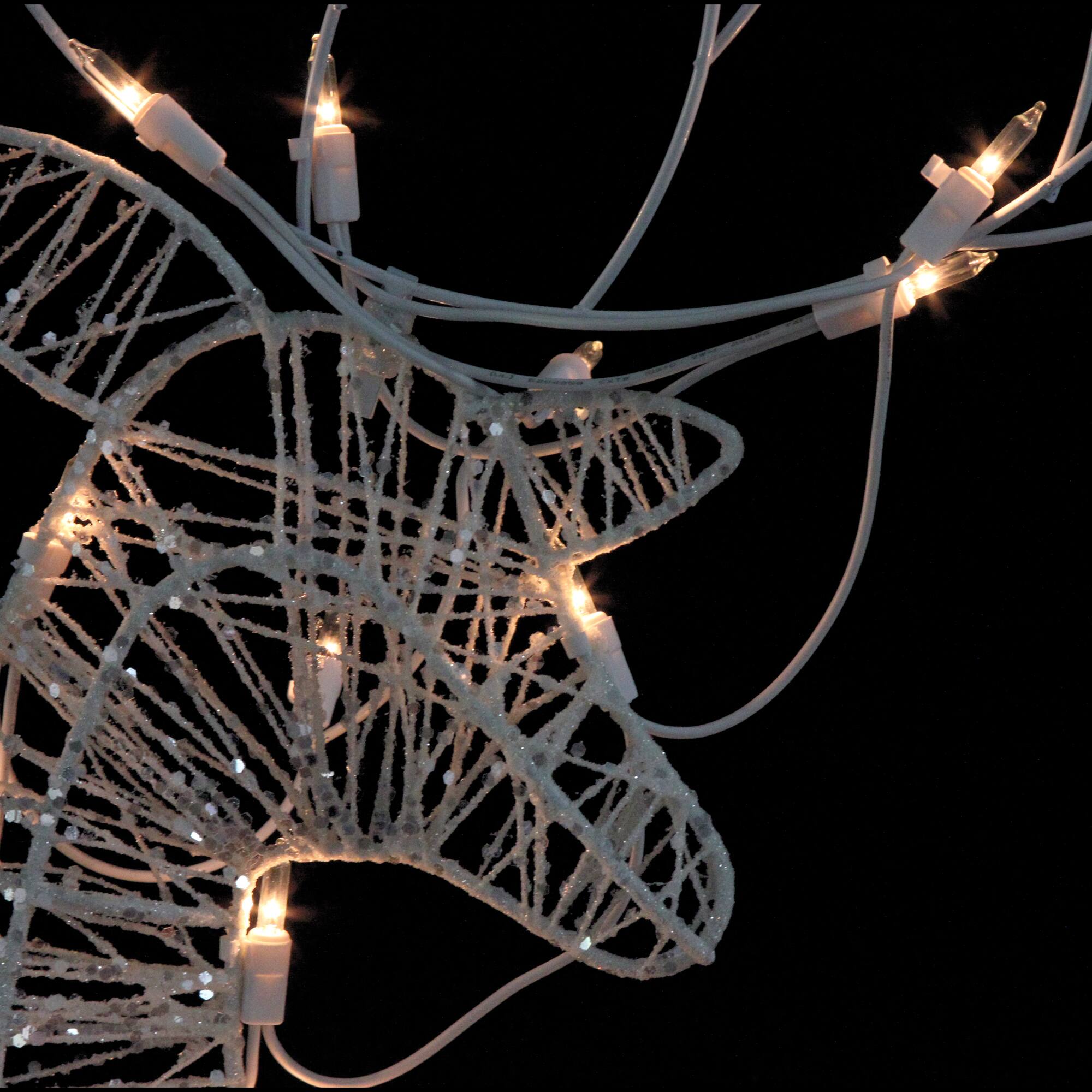 Alt View 2. Northlight - Set of 3 White Glittered Doe, Fawn and Reindeer Lighted Christmas Outdoor Decoration - White.