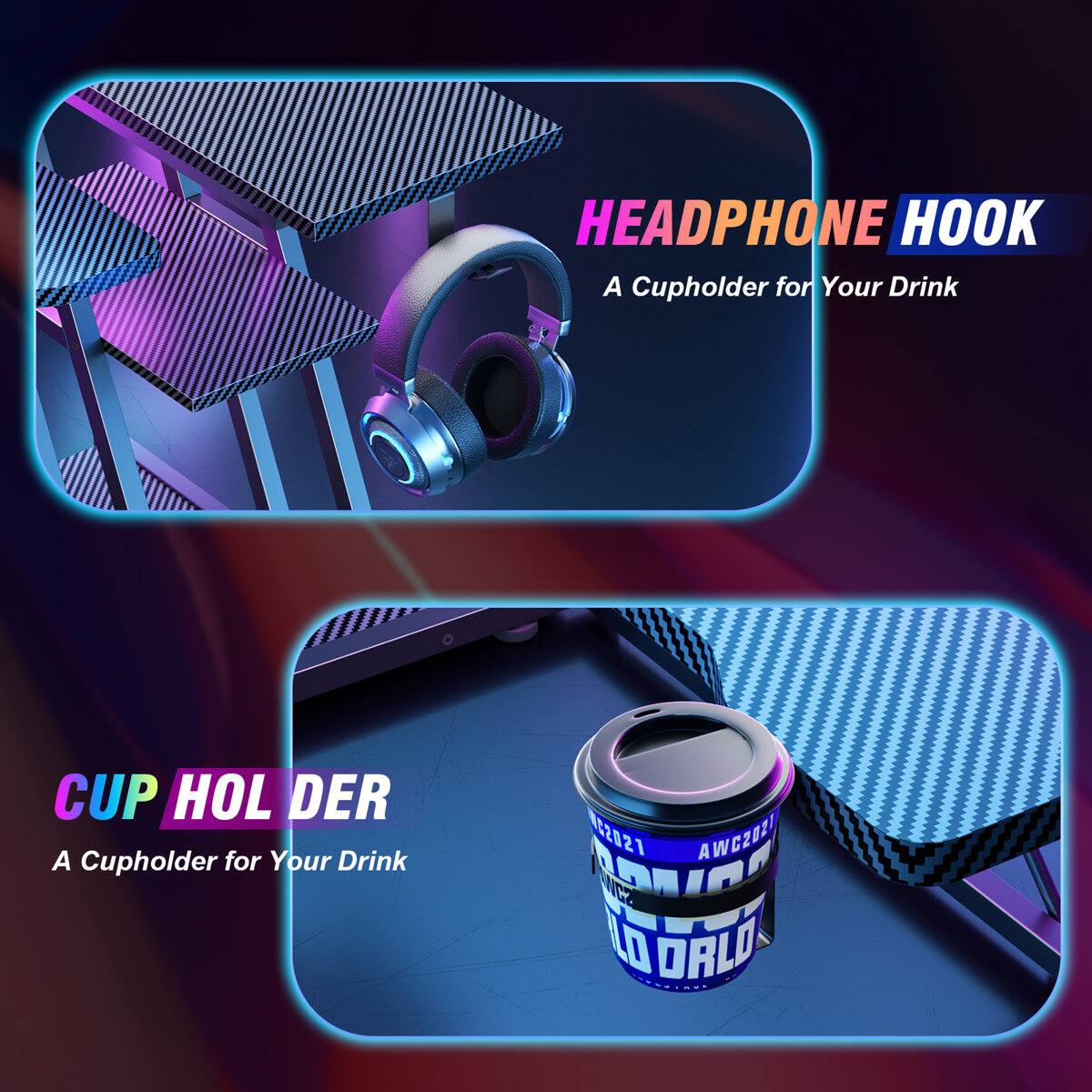 HEADPHONE HOOK  
A Cupholder for Your Drink  

CUP HOLDER  
A Cupholder for Your Drink  

C2021 AWG2021  
ID ORLO  
COOPIAUT