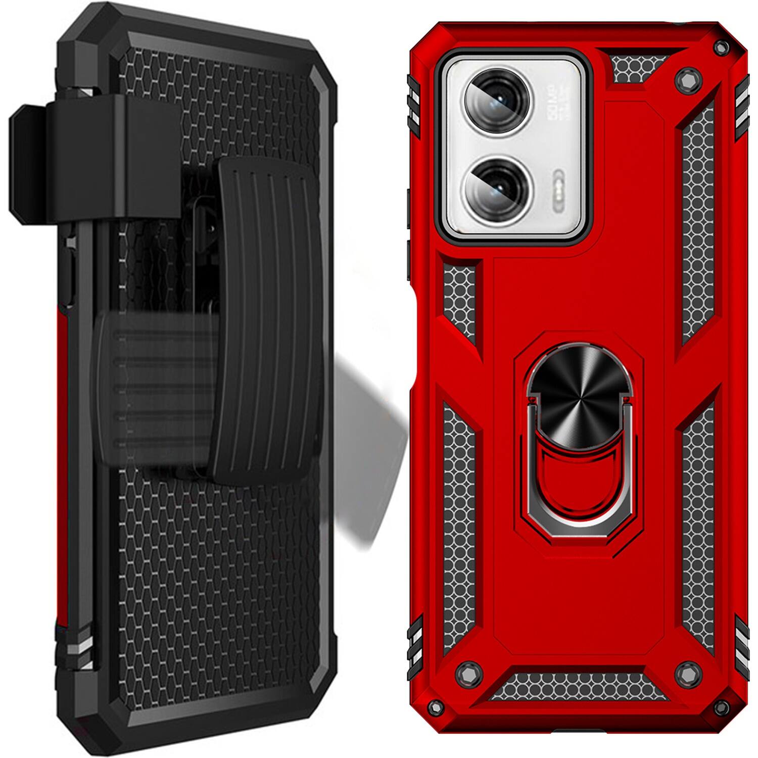 Alt View 13. SaharaCase - Military Kickstand Series with Belt Clip Case for Motorola G Power 5G (2023) - Red.
