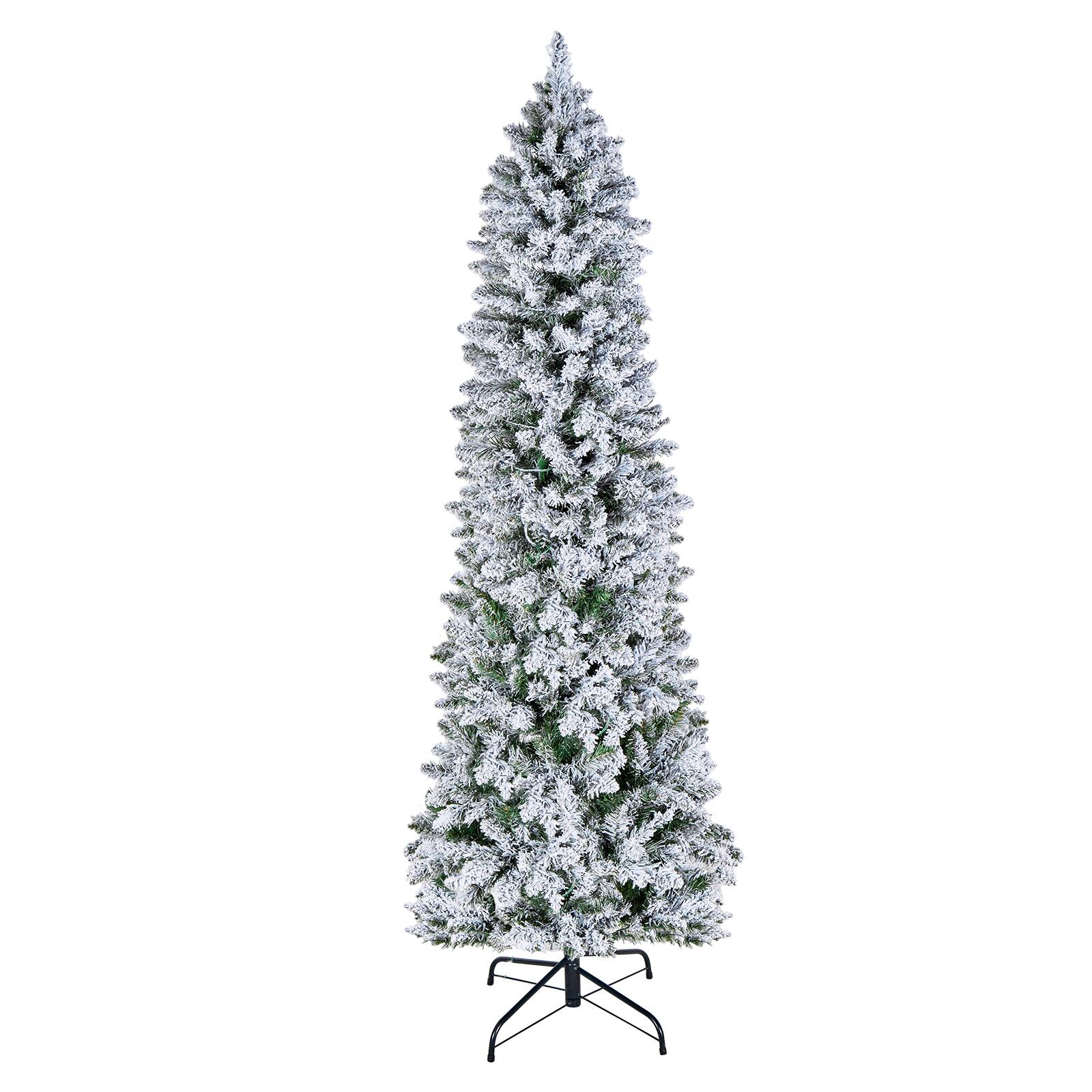 Alt View 5. VEVOR - Christmas Tree, 6ft Prelit Flocked Artificial Tree, Full Holiday Xmas Deco Trees with 240 Colorful LED Lights - Snow Flocked.