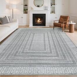 GARVEE - Modern Geometric Area Rug Architectural Pattern Machine Washable Non Slip Low Pile Floor Cover for Living Room Bedroom - Gray