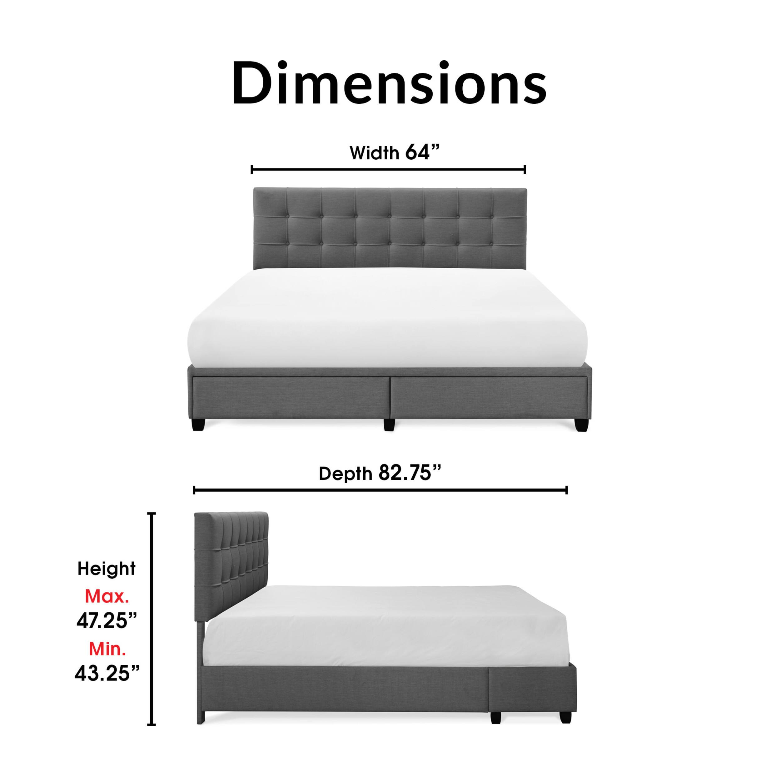 Alt View 11. Click Decor - Edmond Storage Bed with Adjustable Height Headboard Queen Size - Dark Gray.