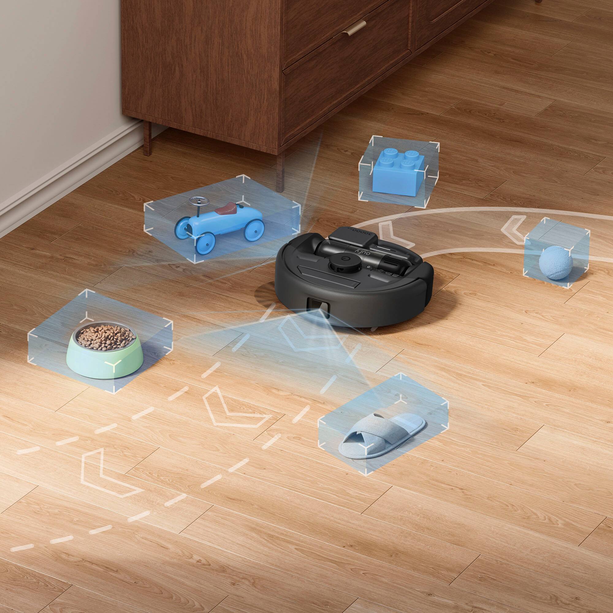 Alt View 14. eufy - E20 3-in-1 Wi-Fi Connected Robot Vacuum with Auto Emptying, Powerful Max 30,000 pa and Precise Obstacle Avoidance - Black.