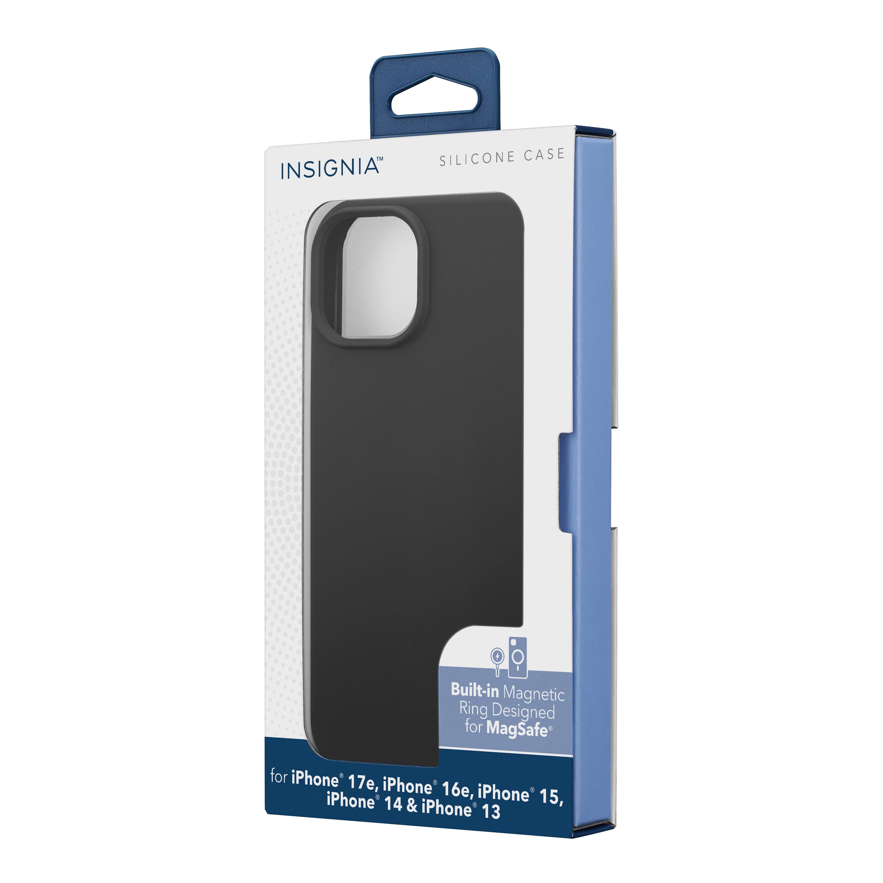 SILICONE CASE  
INSIGNIA™  
Built-in Magnetic Ring Designed for MagSafe  
for iPhone 17e, iPhone 16e, iPhone 15, iPhone 14 & iPhone 13