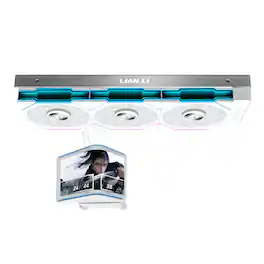 Lian Li - Hydroshift II OLED Curved 360TL RGB Liquid CPU Cooler 3x120mm TL Fans Adjustable 6.67" Screen LGA 1851/1700, AMD AM5/4 - White