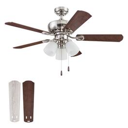 Portage Bay - Miller Park Ceiling Fan w/ Reversible Blades, 44" - Brushed Nickel