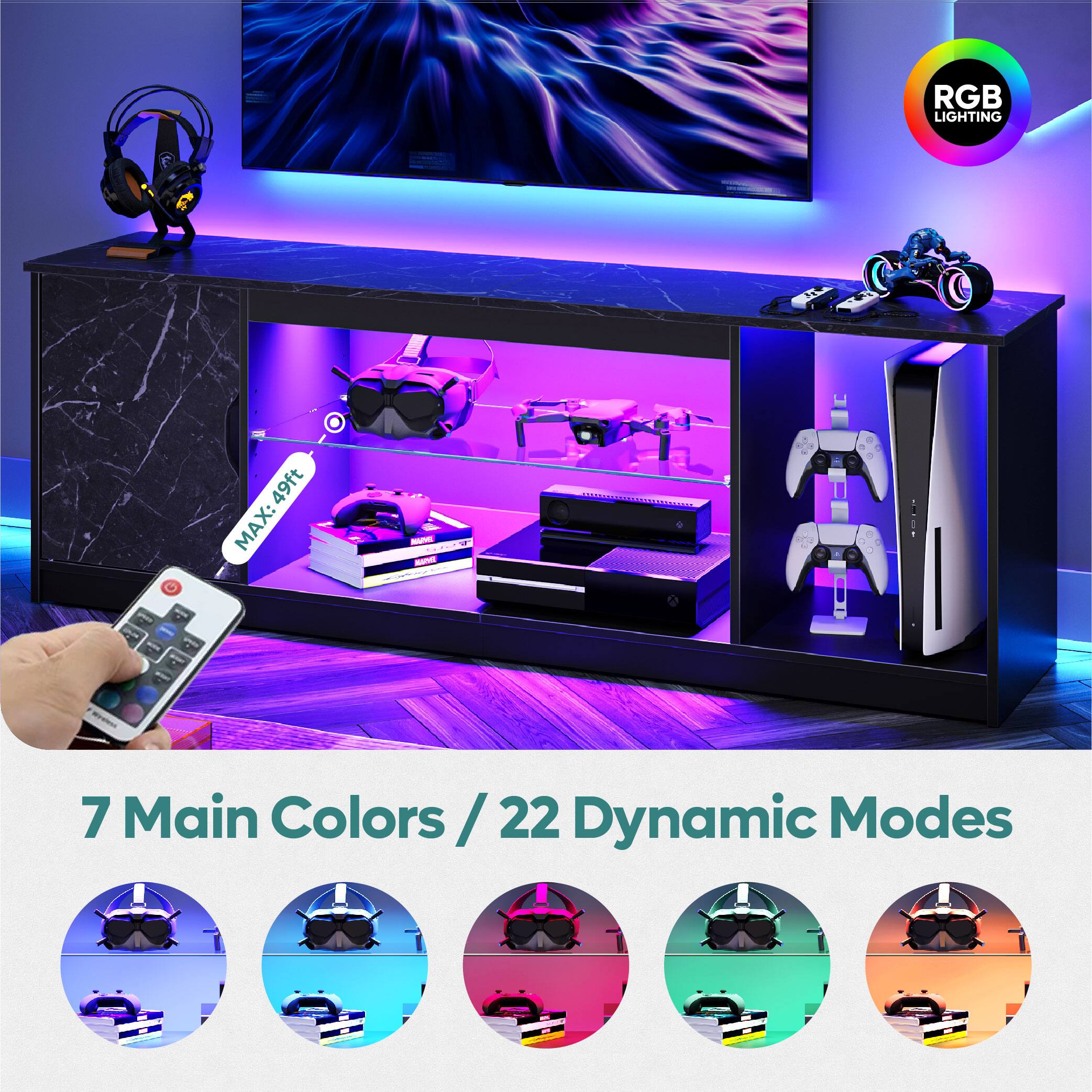 RGB LIGHTING & 7 Main Colors/22 Dynamic Modes