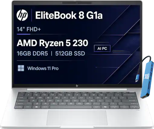 hp EliteBook 8 G1a 14" FHD+
AMD Ryzen 5 230
16GB DDR5 | 512GB SSD
AI PC
Windows 11 Pro