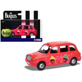 The Beatles London Taxi RHD (Right Hand Drive) "Christmas Taxi" Red with Graphics Diecast Model by Corgi