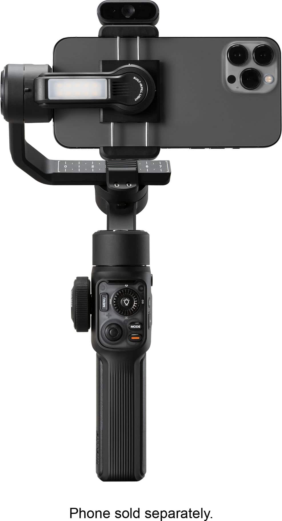 Zhiyun - Smooth 5S AI Combo 3-Axis Gimbal Stabilizer for iPhone 15 Pro Max & Android Smartphone Built-in Fill Light - Black - Angle_Zoom