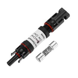 Unique Bargains - 1Set 20A Solar Fuse Holder Inline 1000V IP67 Waterproof Male/Female Connector with Fuse for PV System - Black