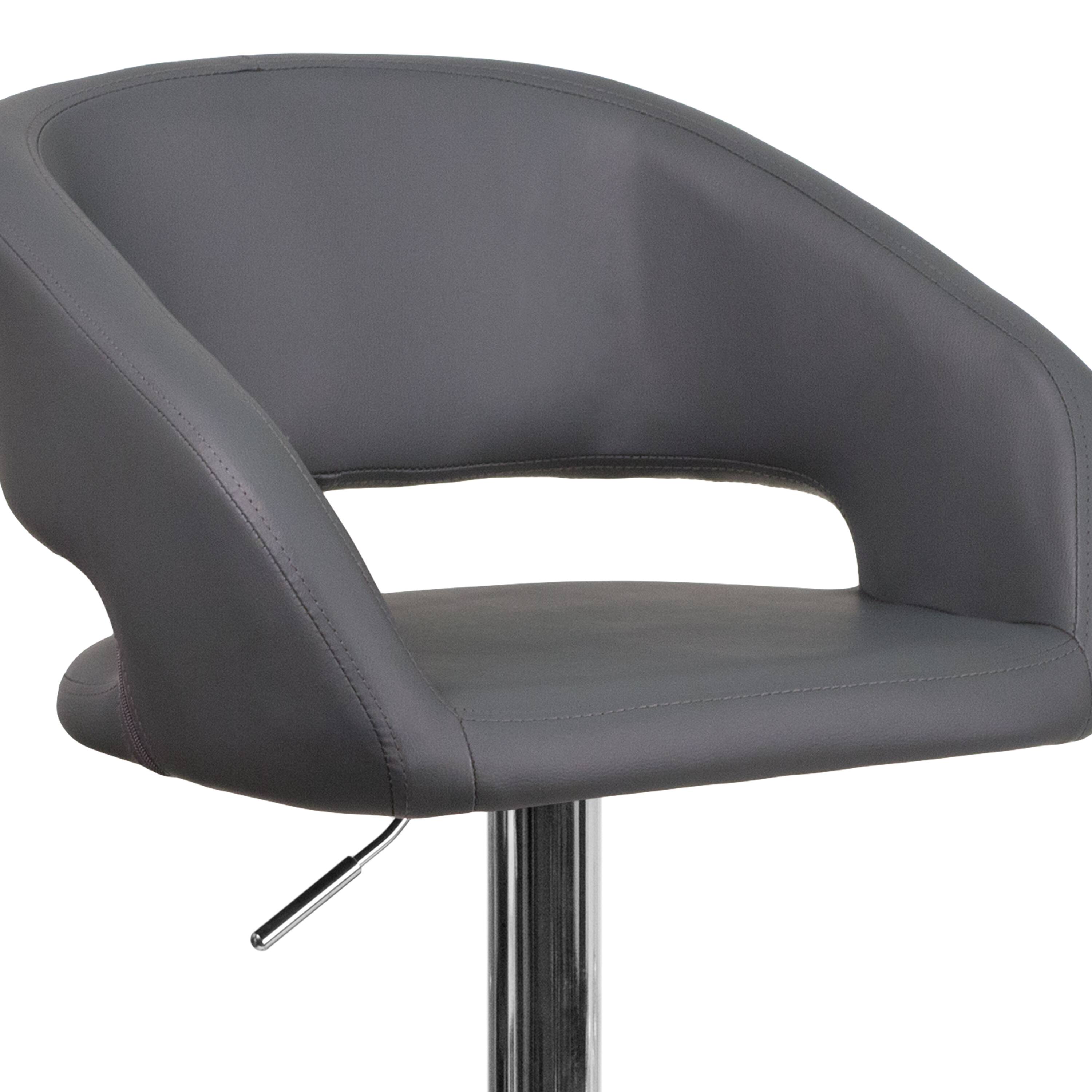 Alt View 20. Alamont Home - Contemporary Vinyl Adjustable Height Barstool with Rounded Mid-Back - Gray Vinyl.