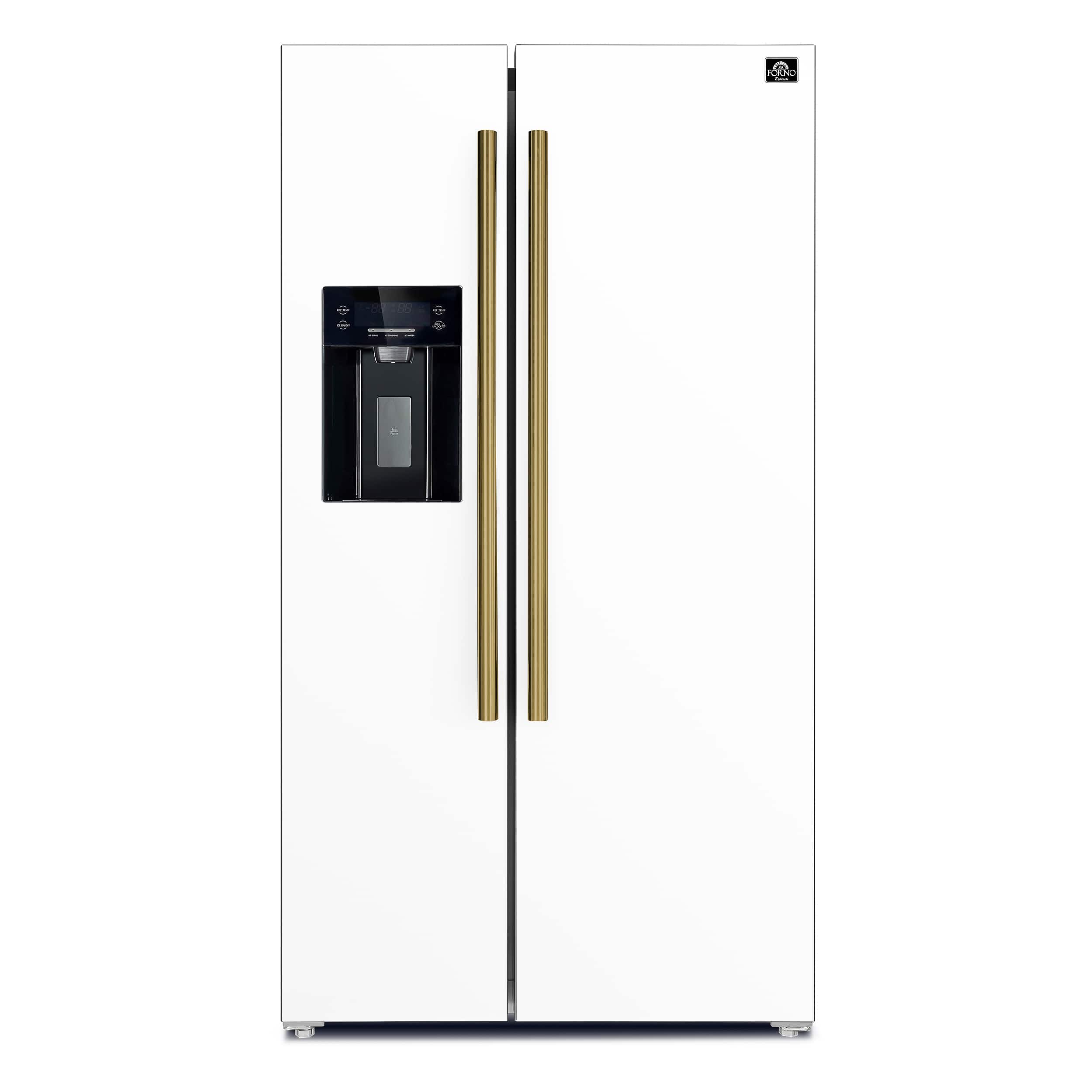 Front. Forno Appliances - Salerno 20 Cu. Ft. Side-by-Side Counter-Depth Refrigerator with Ice and Water Dispenser - White.