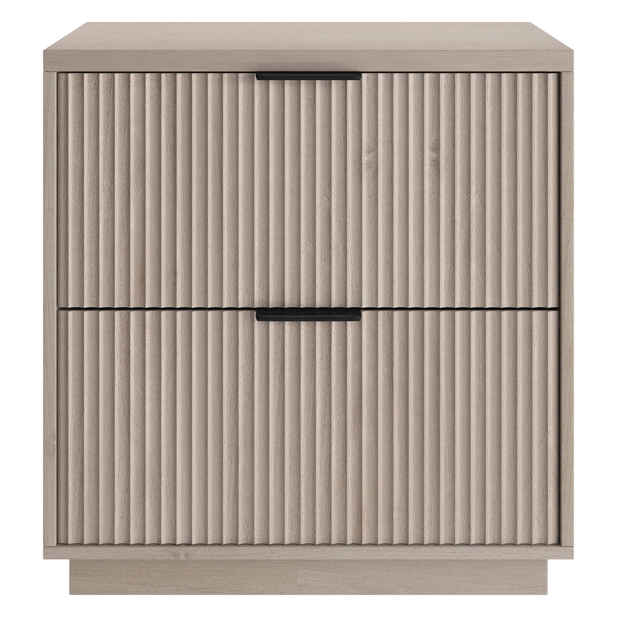 Angle. Hudson&Canal - Yarden 24" Wide Rectangular Fluted Nightstand in Alder White - White.