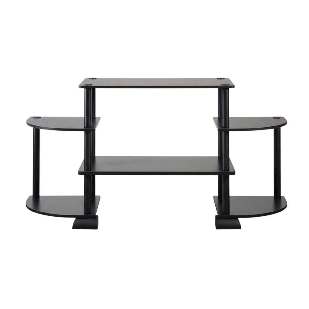 Alt View 3. FurniFact - TV stand in Espresso/Black, composite wood, PVC tubes, modern style - Brown.