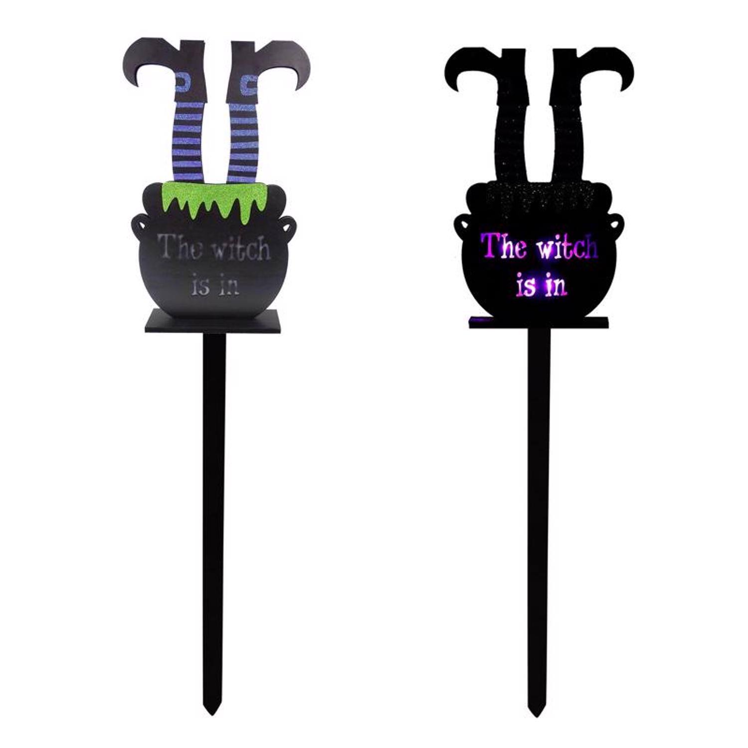 Alpine 36 in. LED Prelit Witch Legs Light Stake Yard Decor Multicolored ...