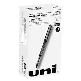 uni-ball - Vision Rollerball Pen,Micro Point, Dozen - Black Ink