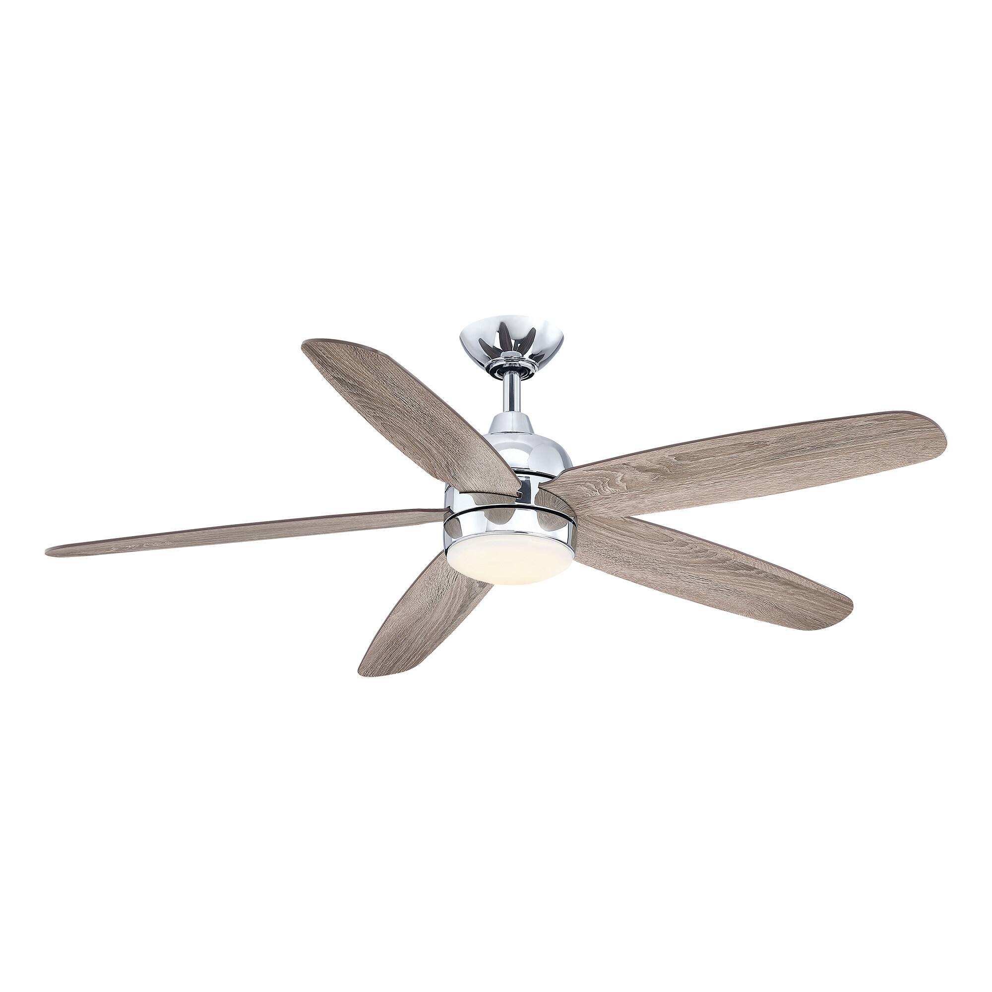 Alt View 7. Parrot Uncle - Modern 52" Chrome Reversible Blades Ceiling Fan with Light and Remote - Chrome.