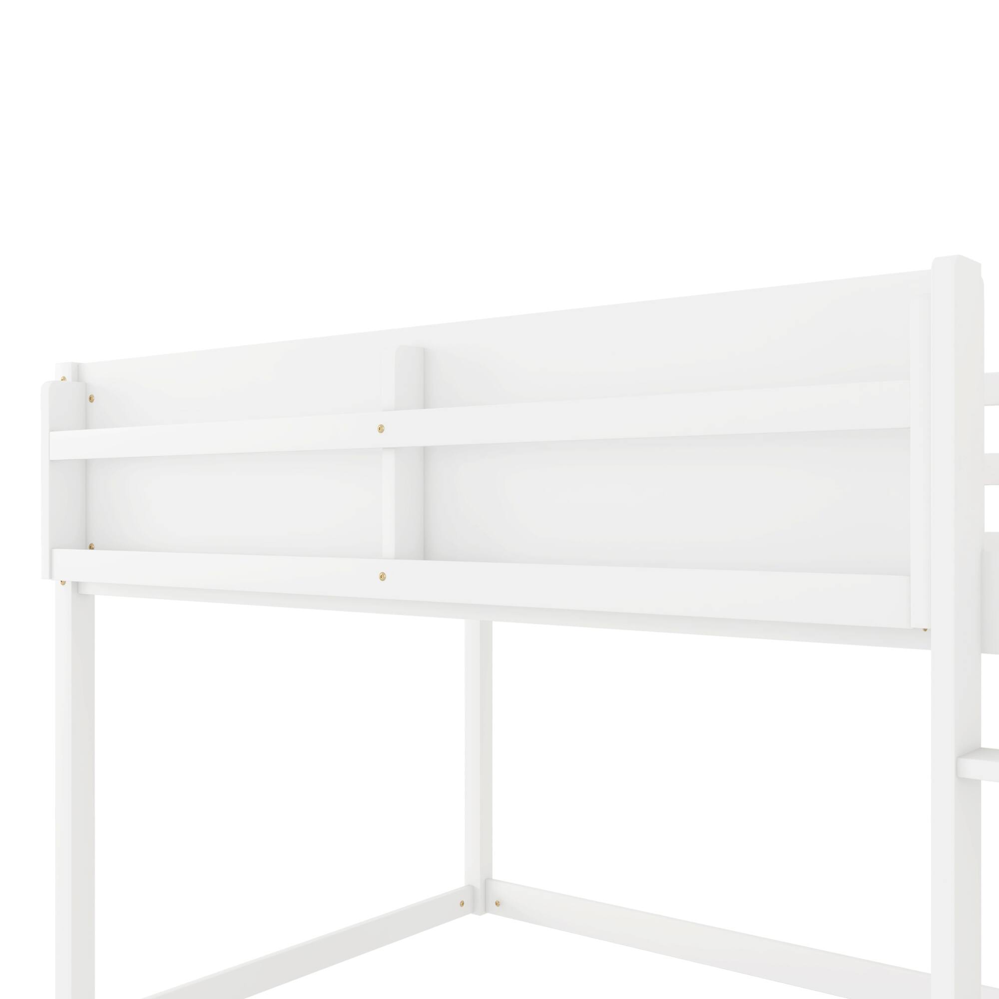 Alt View 6. GOODSILO - Low Twin Over Twin Solid Wood Bunk Bed with Ladder for Kids and Juniors - White.
