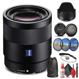 Sony - Sonnar T FE 55mm f/1.8 ZA Lens + Filter Kit + Cap Keeper + Cleaning Kit (International Model) - Black