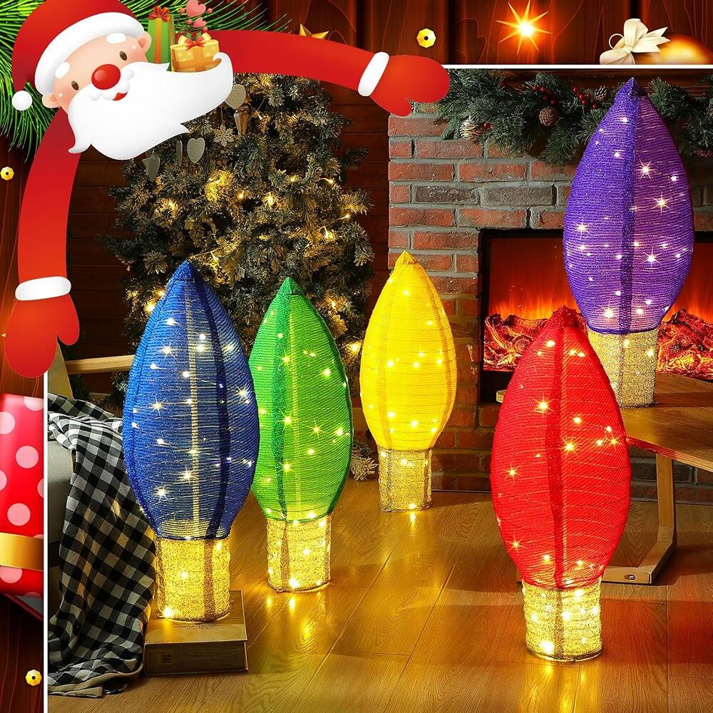 Back. Schertz - 5-Pack 2.4 ft Lighted Outdoor Christmas Bulbs with LED – Multi Color - multicolor.