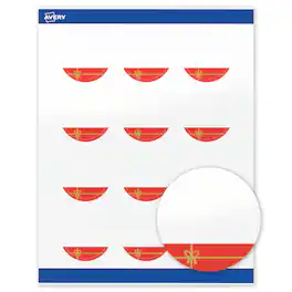 Avery - Avery® Labels, 2" Diameter, Glossy Red Gift/Gold Bow - White