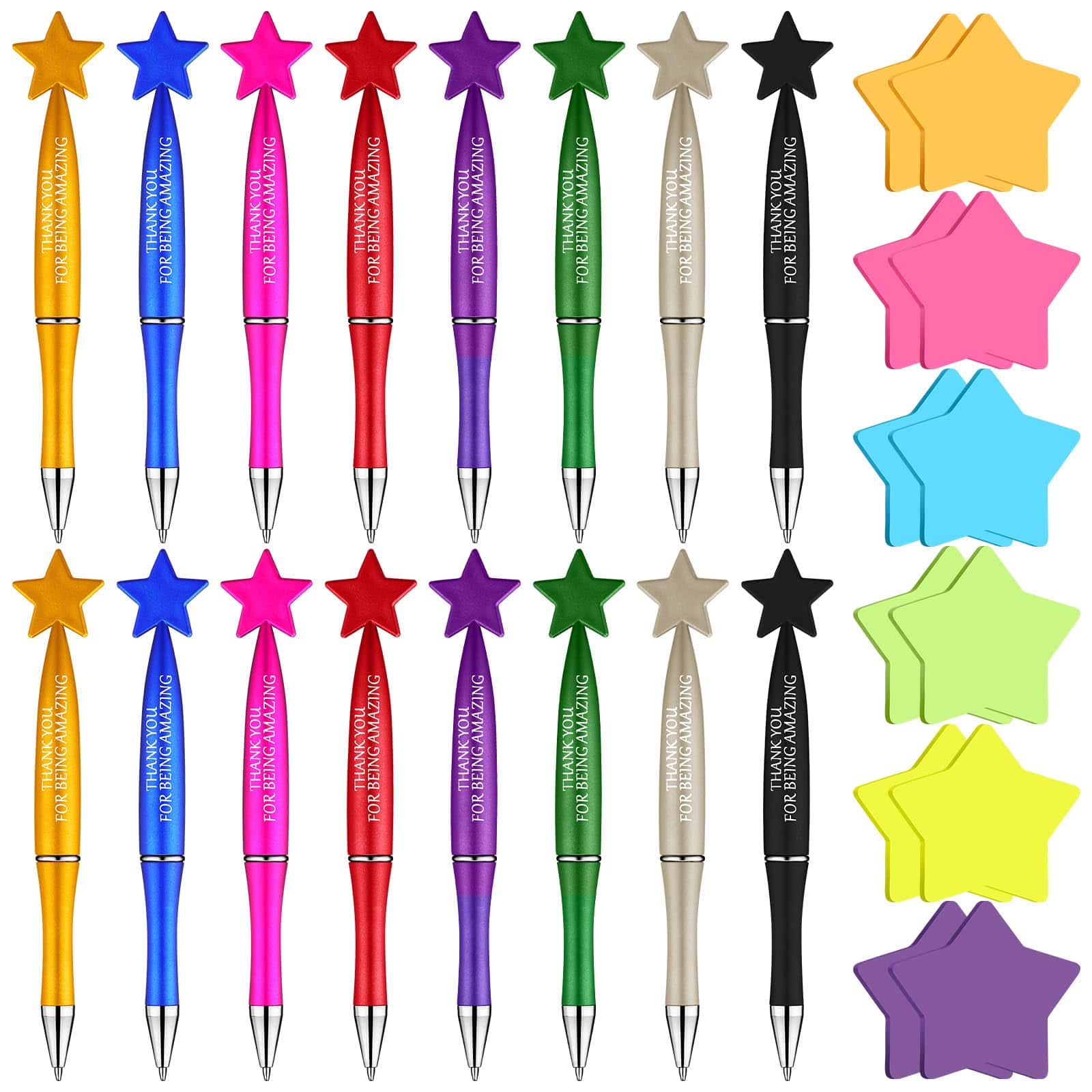 Paradigms Interiors - Christmas Employee Appreciation Gifts Bulk Inspirational Thank You Star Ballpoint Pens With Sticky Notes For Teacher ...