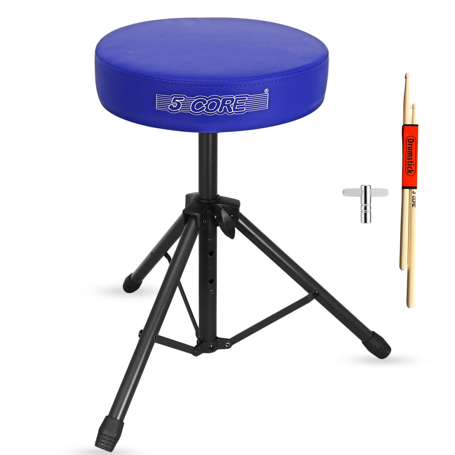 5 CORE - Drum Throne 3" Thick Padded Memory Foam Comfortable Drummer Stool 330Lb Capacity Adjustable - Blue