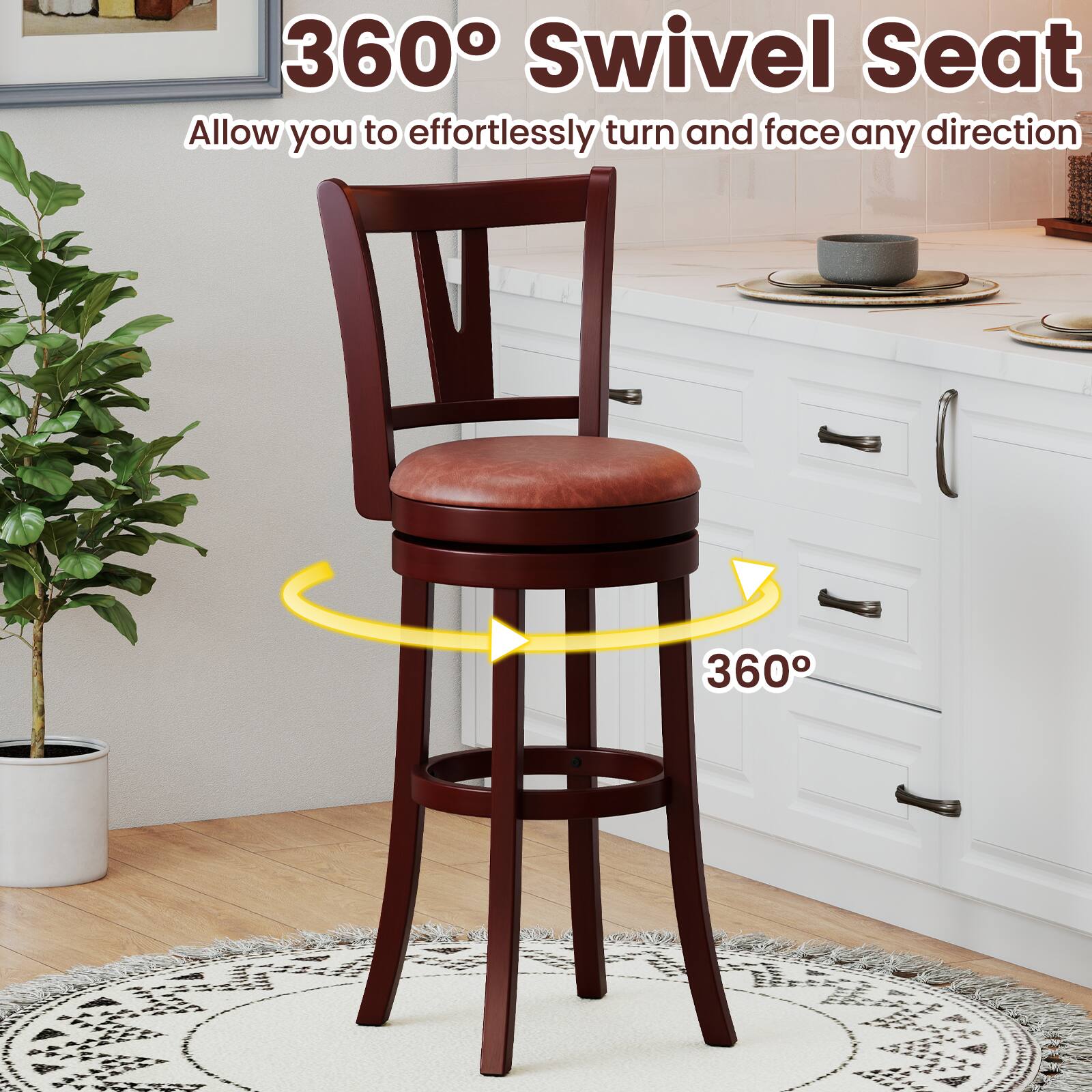360° Swivel Seat  
Allow you to effortlessly turn and face any direction  
360°