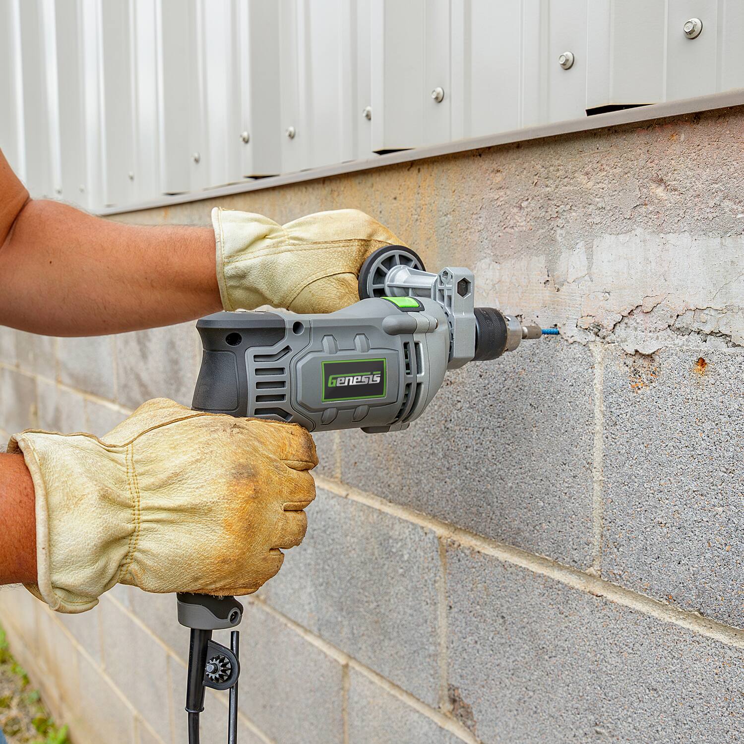 Alt View 2. Genesis - 7.5-Amp Corded Variable-Speed Hammer Drill, Standard and Hammer Modes, All-Metal 1/2" Chuck, 360° Handle.