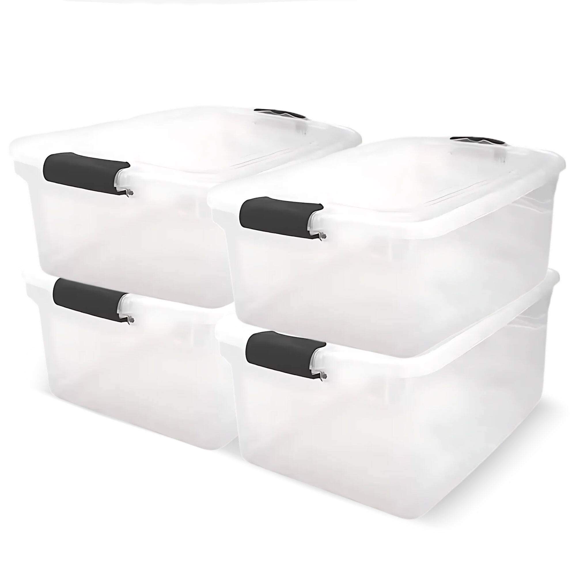 Front. Homz - Homz 64 Qt Clear Storage Organizing Container Bin with Latching Lids (4 Pack).