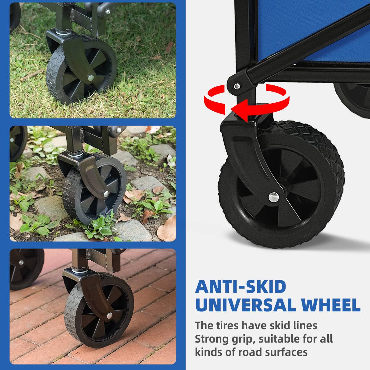 ANTI-SKID UNIVERSAL WHEEL The tires have skid lines Strong grip, suitable for all kinds of road surfaces