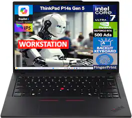 Lenovo - Refurbished Excellent - ThinkPad P14s Gen 5 Laptop 14.5 3K Display (Ultra 7-155H, 16GB, 1TB SSD, RTX 500 Ada, Win 11 Pro) - Black