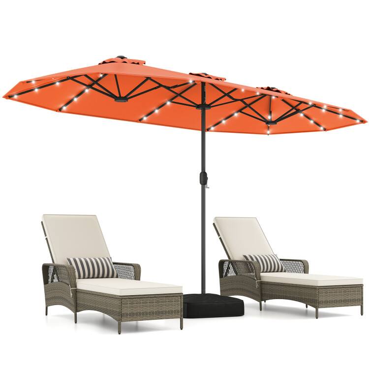 Alt View 4. Mondawe - 13FT Double-Sided Patio Umbrella Solar Lights for Garden Pool Backyard - Orange.