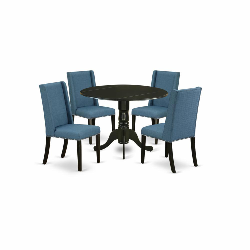 Back. East West Furniture - Dining Room Set Black - Brown.