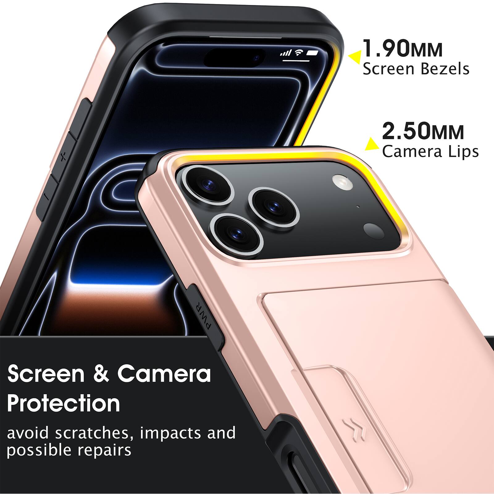 1.90MM Screen Bezels  
2.50MM Camera Lips  
Screen & Camera Protection  
avoid scratches, impacts and possible repairs