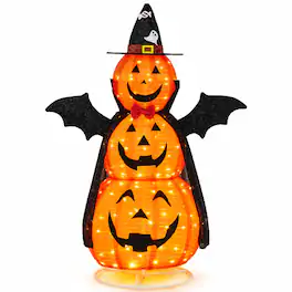 Winado - 5FT Halloween Pop Up Collapsible Stacked Pumpkin with Pre-lit Light for Indoor Outdoor Front Porch Lawn Party Decoration - Orange